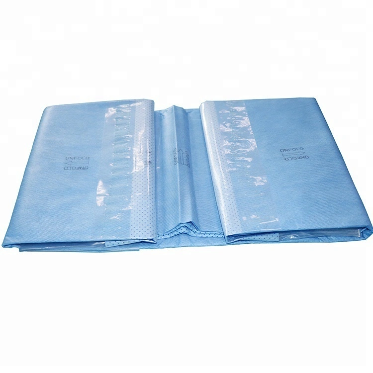 Sterile Surgical Angiography Drape Sheet with 4 Holes Surgery Angiography Drape